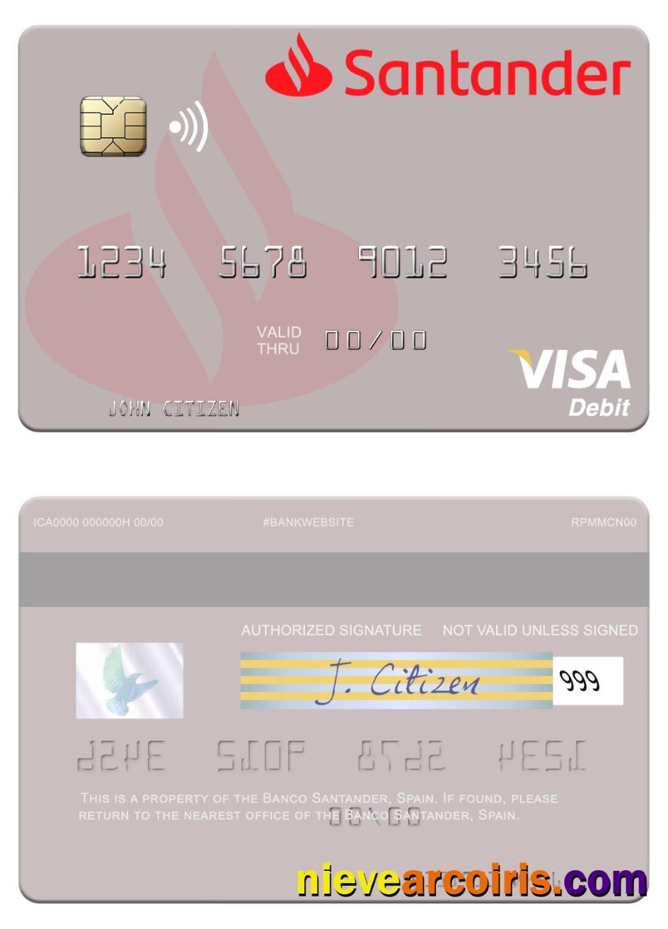 Spain Banco Santander visa debit card